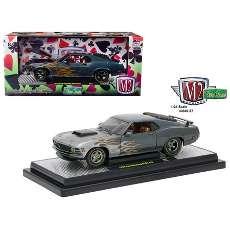 1970 Mustang Restoration - 1970 Ford Mustang Boss 429 Charcoal Metallic with Flames 1/24 Diecast Model Car by M2 Machines