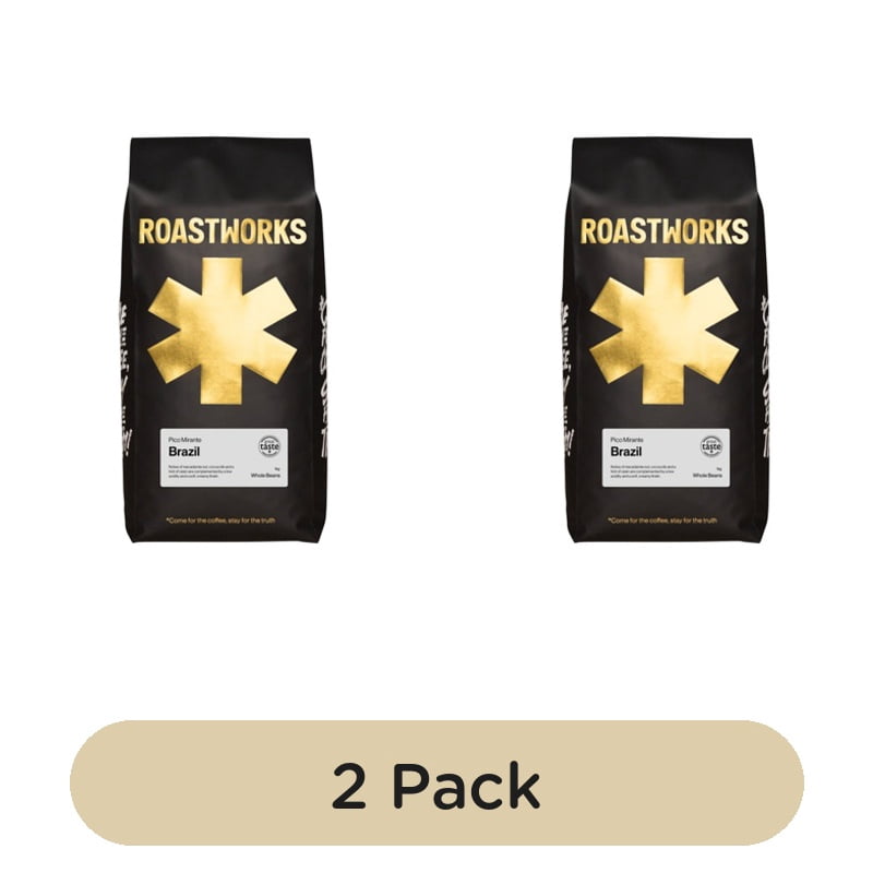 Roastworks Pe De Cedro Brazil Whole Bean Coffee 1kg, British Import (Pack of 2)