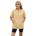 thumbnail image 7 of Women'S Loose Zip Hooded T-Shirt  Yellow XXL, 7 of 7