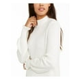 thumbnail image 3 of TOMMY HILFIGER Womens White Textured Long Sleeve Mock Sweater Size: XS, 3 of 4