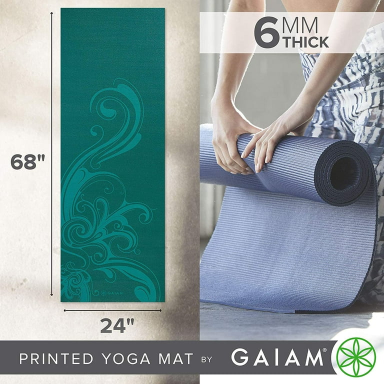 Gaiam Yoga Premium Printed Yoga Mat Size (68x24) 6 mm Turquoise