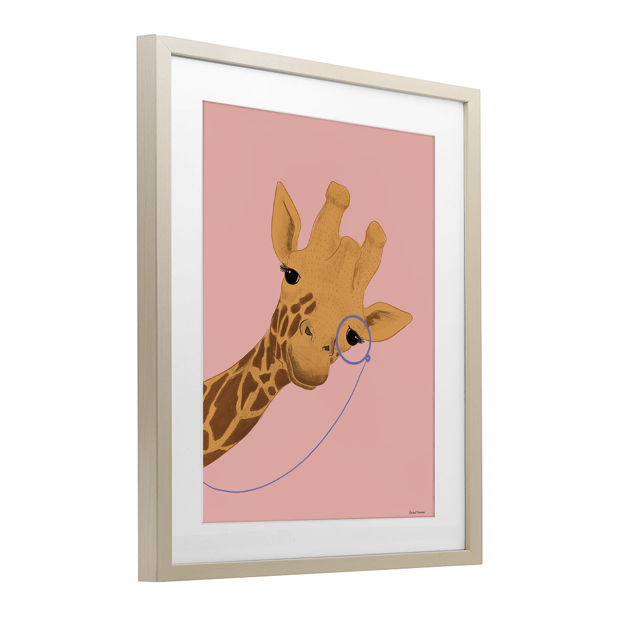 Stupell Industries Playful Giraffe with Monocle Birch Framed Print Under Glass, design by Rachel Nieman