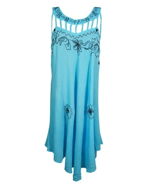 Mogul Sun To Earth Beach Breeze Cover Up Tie Dye Dress Stylish Neck Summer Fashion Boho Chic Gypsy Hippy Sundress