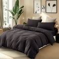thumbnail image 6 of Pure Era Duvet Cover Set,Jersey Cotton Ultra Soft As T-Shirt 100% Cotton Bedding Set King Size Dark Deep Brown( 1 x Duvet Cover,2 x Pillow Shams), 6 of 6