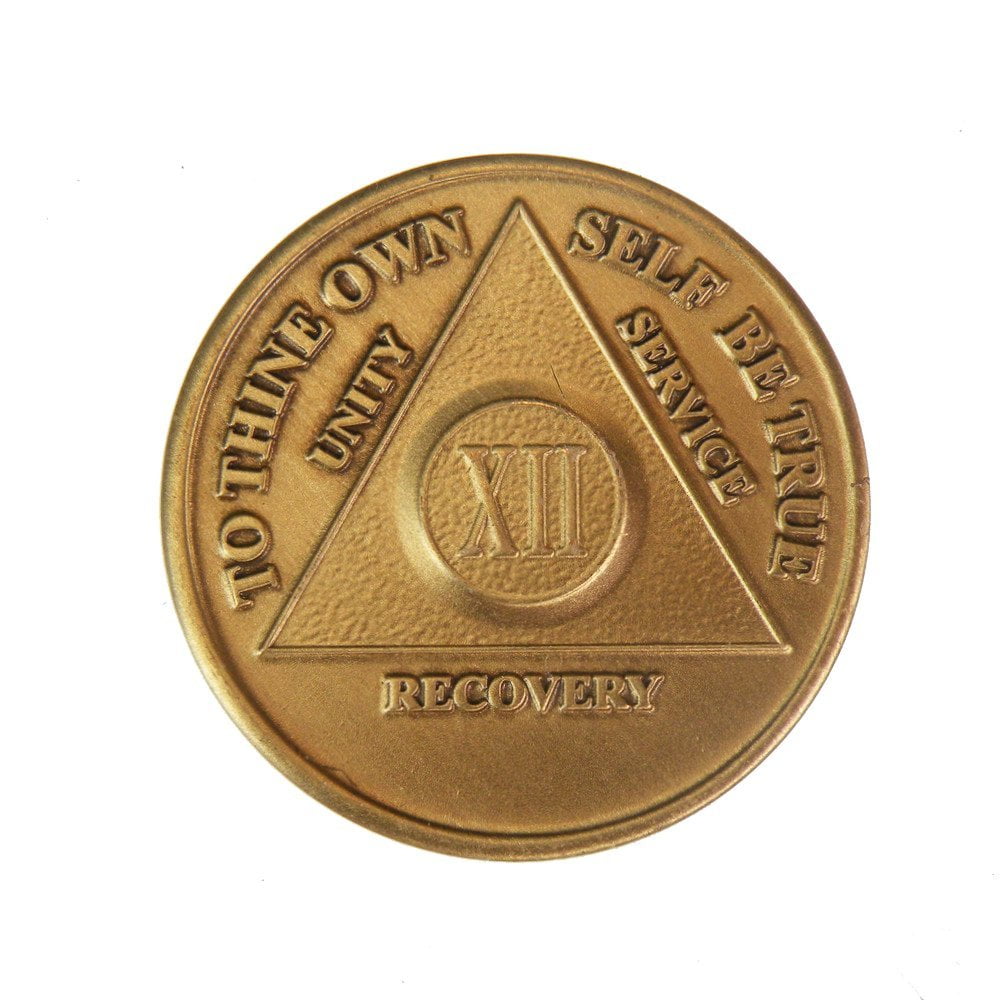 Steps to Recovery 6 Year Gold Plate AA Medallions sobriety coins AA chips 