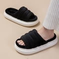 thumbnail image 2 of SAWOBUUN Womens Fuzzy Slide Slippers Puffy Thick Sole House Slippers for Women Open Toe Warm Cozy Non-Slip Soft Sole Indoor Outdoor Bedroom Shoes, 2 of 7