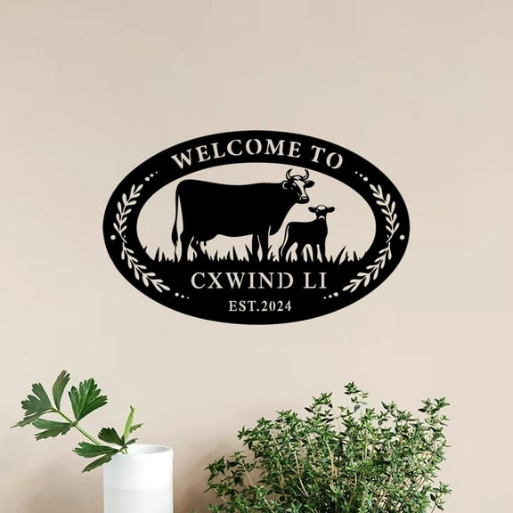 Custom Personalized Cow Metal Sign,Custom Farm Highland Cattle Metal Sign,Highland Cow Farmhouse Metal Wall Art,Cow Plaque Decor
