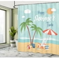 thumbnail image 4 of Ambesonne Tropical Shower Curtain, Saying and Beach Scenery, 69"Wx84"L, Pale Seafoam and Pastel Brown, 4 of 4