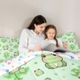 thumbnail image 4 of Homewish Kawaii Green Frog 7pcs Bedding Comforter Set For Preppy Children,Cartoon Animal Queen Bedding Sets Super Cozy,Polka Dots Queen Sheet Sets,Microfiber Bedroom Decor,Reversible, 4 of 8
