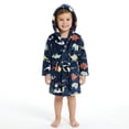 thumbnail image 5 of LYMAYTER Hooded Robe for 1-7Y Kids Boys Soft Fleece Bathrobe Boys Mid Length With Belt Robe Pajamas Cartoon Print, 5 of 10