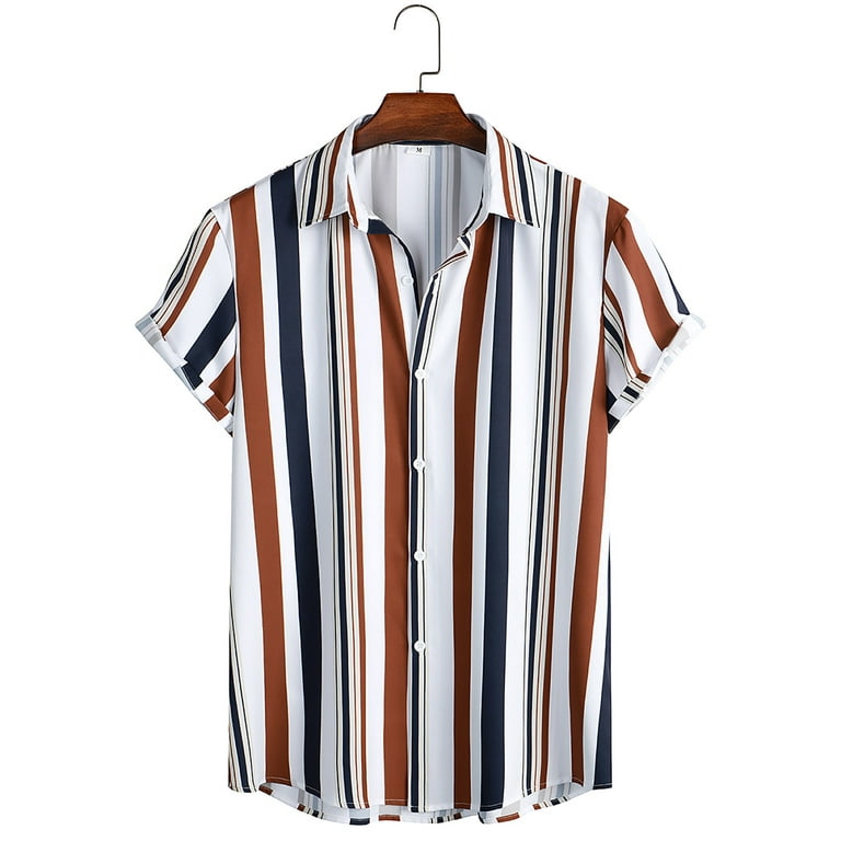 VSSSJ Button Down Shirt for Men Loose Fit Fashion Hawaiian Style Print  Turndown Collar Short Sleeve Beach Shirts Casual Vacation Summer Tee Top  White