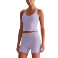 thumbnail image 2 of IDOPIP Womens Cross Back Athletic Tank Tops with Bulit in Bra V Neck Longline Sports Gym Bra Workout Yoga Pilates Tops, 2 of 6