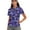 Blue and Purple Leaf, variant on Short Sleeve Golf Shirts for Women 1/4 Zip Quick Dry Fit V Neck Golf Tops Golf Ball Fire Club Blue Print Lightweight Polo Shirts Pullover Workout Athletic Tops, M