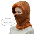 thumbnail image 5 of Winter Cycling Hat with Integrated Face Shield And Neck Warmer Zipper Closure Windproof Thick Plush Full Protection Outdoor Scarf Cold Weather Headwear, 5 of 7