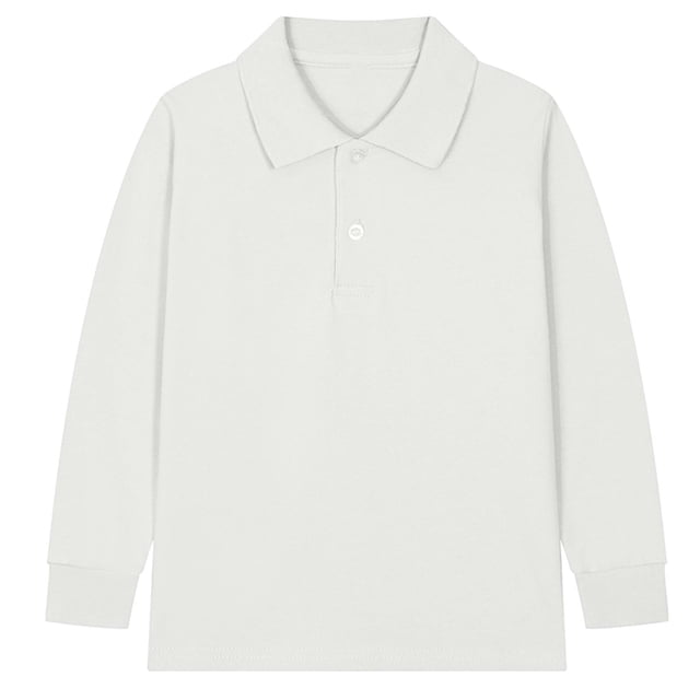 zbxnLI Girls Boys School Uniform Long Sleeve Golf Shirts Button Closure Collared Tops 2-15 Years