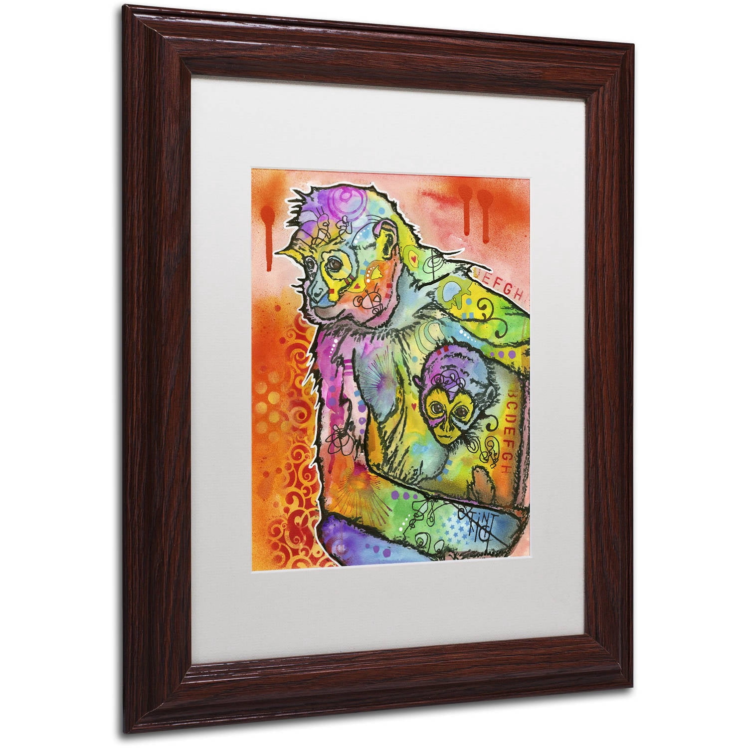 Trademark Fine Art "Monkey 1" Canvas Art by Dean Russo, White Matte, Wood Frame