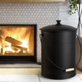 thumbnail image 3 of Amagabeli Ash Bucket with Lid Outdoor and Indoor Coal Bucket for Fireplace Medium Fire Bucket Metal Ash Can for Grill Charcoal Bucket Essential Tools for Fireplace Fire Pit Wood Burning Stove Black, 3 of 8