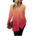 thumbnail image 6 of BOBOGOJP Women's Open Front Cardigan Shirt with Pockets Long Sleeve Lightweight Coat Watermelon Red for Size M, 6 of 7