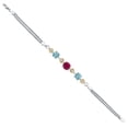 thumbnail image 3 of Gem Stone King 925 Sterling Silver and 10k Yellow Gold Red Created Ruby Blue Zircon and White Lab Grown Diamond Bracelet for Women (4.03 Cttw, Round 7MM and 6MM, 6.5/7/7.5 inch, Made in Italy), 3 of 4
