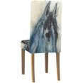 thumbnail image 4 of Funda Protectora ABPHQTO para Silla con Pintura de Acuarela de Caballo Azul Juego de 4, 4 of 4