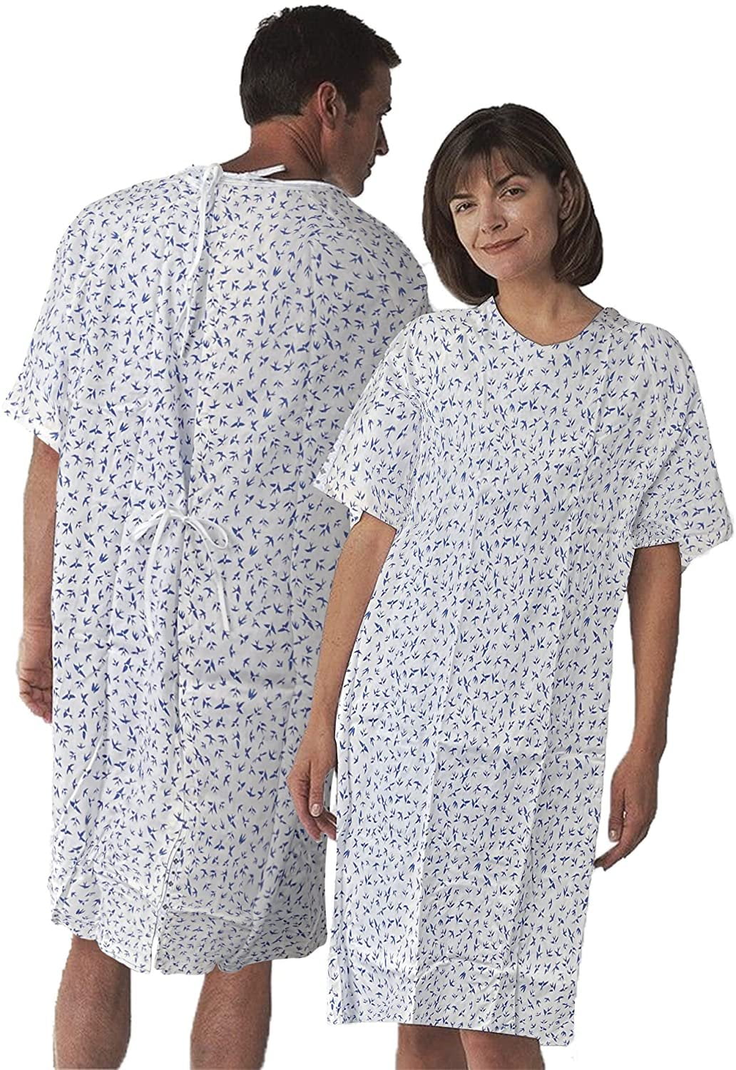 AMZ Supply Cotton Patient Robes Large White Imprinted Hospital Robes