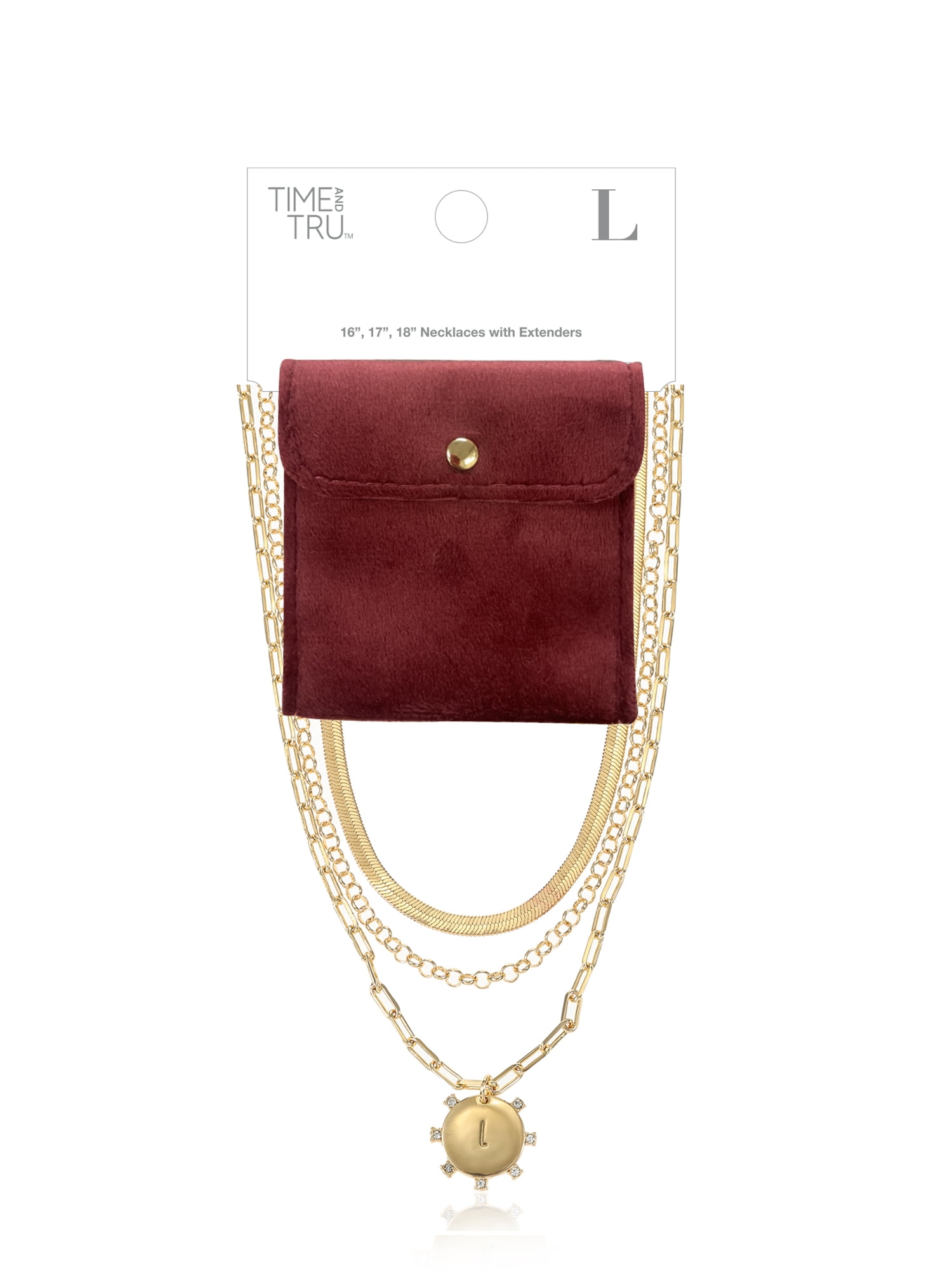 Time and Tru Goldtone Necklace, 3 Piece, Initial L
