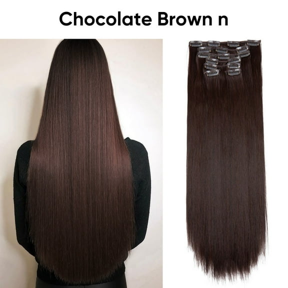 Namzi Long Hair Extensions 55cm/22in Chocolate Brown Blonde - 1 Pcs Matte High-Temperature Fiber Hair Extensions, Perfect for Ideal for Women's Hairstyle Enhancement