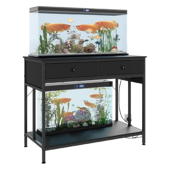 40-50 Gallon Aquarium Stand with Electrical Outlet - Heavy Duty Metal Fish Tank Stand with Storage Drawer, Holds 660LBS for Turtle & Reptile Tank Enclosure