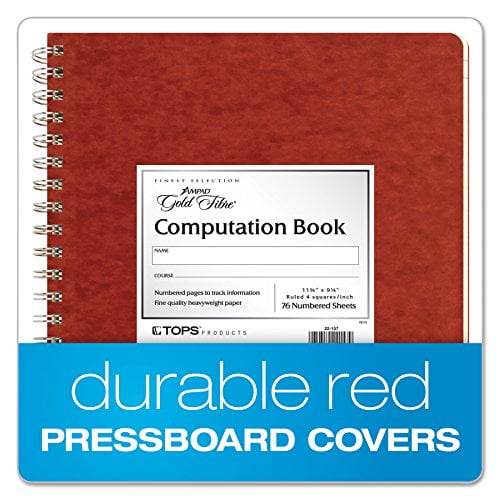 - New 152 Numbered Pages Double Wire 11.75 x 9.5 Inches Quadrille Ruled 35061 76 Sheets TOPS Computation Book Buff, 