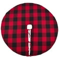 thumbnail image 2 of SARO 9025.R53R 53 in. Round Buffalo Plaid Design Decorative Cotton Christmas Tree Skirt  Red, 2 of 5