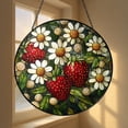 thumbnail image 4 of Stained Glass Strawberry Flower Window Hanging, Colorful Garden-Inspired Art, Lovely Kitchen Decor Accent, 4 of 4