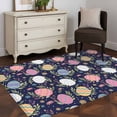thumbnail image 3 of Area Rugs 2.7'x5', Easter Bunny Carpet for Living Room Bedroom Dining Room, Colorful Eggs Spring Leaves Daisy Navy Blue Throw Kitchen Rugs Non Slip Washable Rectangle Indoor Outdoor Rugs, 3 of 8