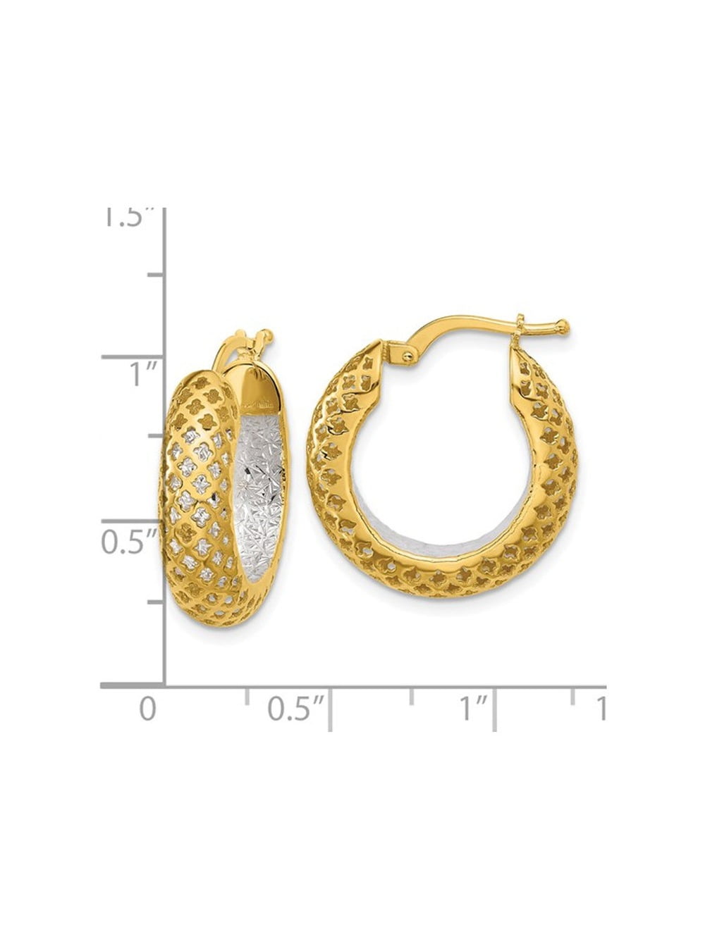 Gem & Harmony Diamond Cut Hoop Earrings in 14K Yellow Gold for Women