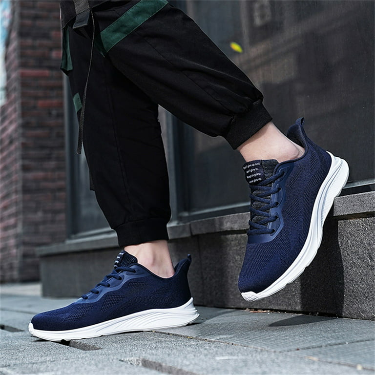 Aayomet Men's Fashion Sneakers Mens Shoes Mesh Breathable Lace Up Solid  Color Casual Fashion Simple Shoes Running Shoes,Blue 12.5