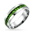 thumbnail image 1 of Classic August Birth Month Light Green Crystal Eternity Band Ring In Silver Tone Stainless Steel, 1 of 5