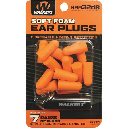 

Walkers GWPPLGCANOR Foam Ear Plugs 32 dB Orange with Black Canister