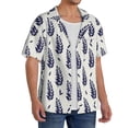 thumbnail image 2 of KLL Blue Leaves Print Men's Shirt Short Sleeve Button Down Summer Cuba Beach Shirts- 3X-Large, 2 of 5