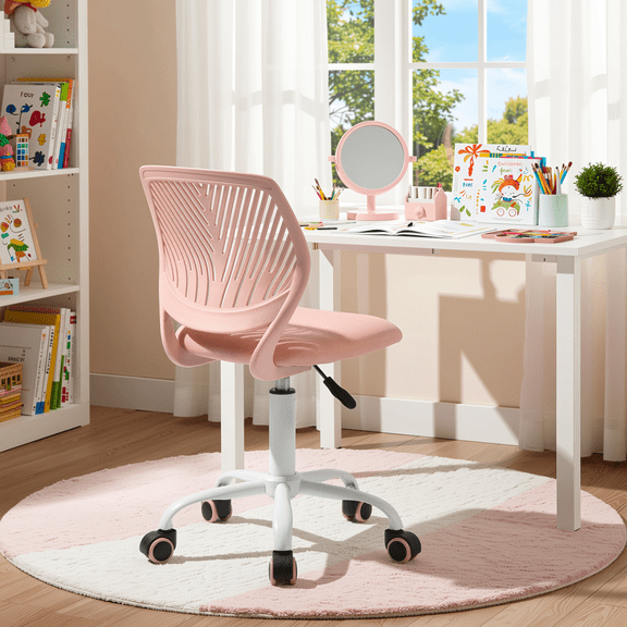 Homy Casa Carnation PP Backrest Office Chair - Dark Rose Ergonomic Swivel Task Chair