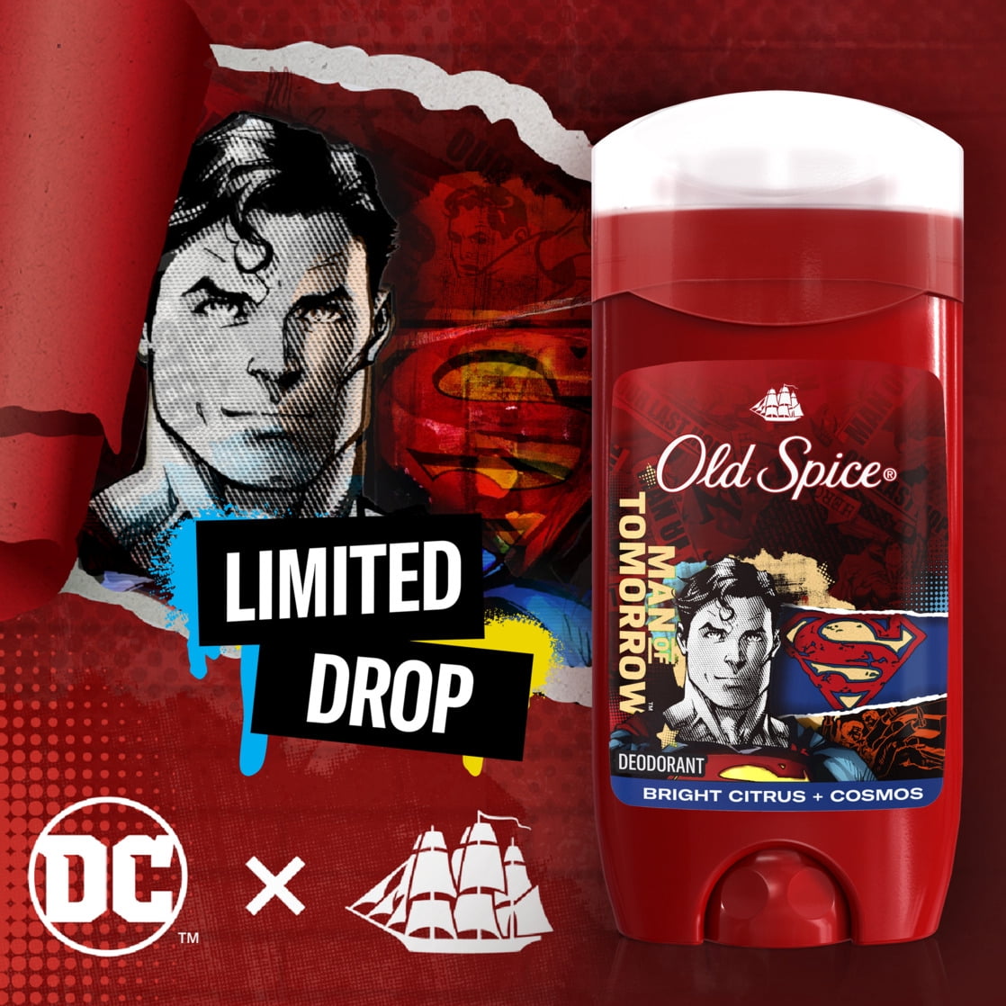 Old Spice Aluminum Free Deodorant for Men, 24/7 Freshness, Long Lasting Odor Protection, Smell Like a Hero, Superman, Bright Citrus and Cosmos Scent, 3oz