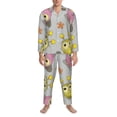 thumbnail image 3 of Naloa Cartoon Owls Men’s Pajamas Set - Long Sleeve Button Down Sleep Shirt and Pajama Bottoms Sleepwear Set-Large, 3 of 7