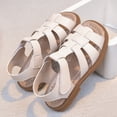 thumbnail image 5 of Summer Sandals for Girls Open Toe Cute Solid Strappy Slip on Outdoor Flat Shoes Breathable Hollow out Gladiator Dress Shoes White 13 Little Kid, 5 of 8