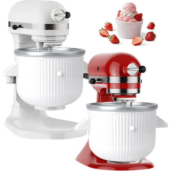 Ice Cream Attachment for KitchenAid Stand Mixer,Fits 4.5-5Qt Tilt-Head/6-7Qt Bowl-Lift Stand Mixers, 2-Quart Frozen Kitchenaid Ice Cream Maker Attachment, Ice Cream & Sorbet Gelato Maker