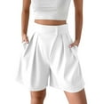 thumbnail image 2 of Patlollav Trendy Shorts Summer Womens Solid High Waisted Wide Leg Casual Pleated Shorts with Pocket, 2 of 6