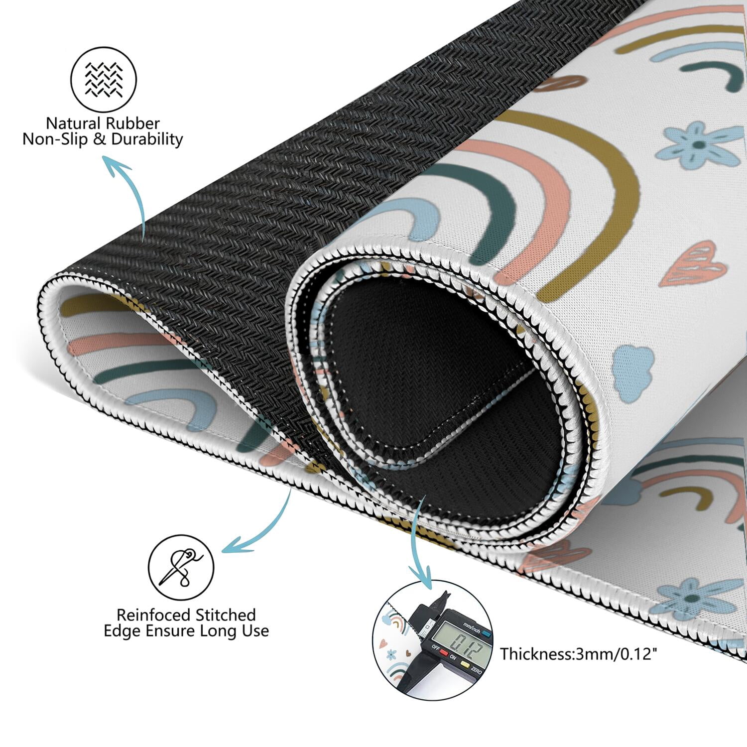 Premium Boho Style Large Rubber Playing Mat for Game Room 31.5 Inch Square Mahjong Table Pad Features Non-Slip Backing and Noise Dampening for Tiles and Cards
