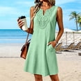 thumbnail image 2 of Pumxq Linen Dresses for Women Summer, V Neck Sleeveless Cotton Linen Summer Dresses, Flowy Linen Midi Summer Dresses Green 2XL, 2 of 8