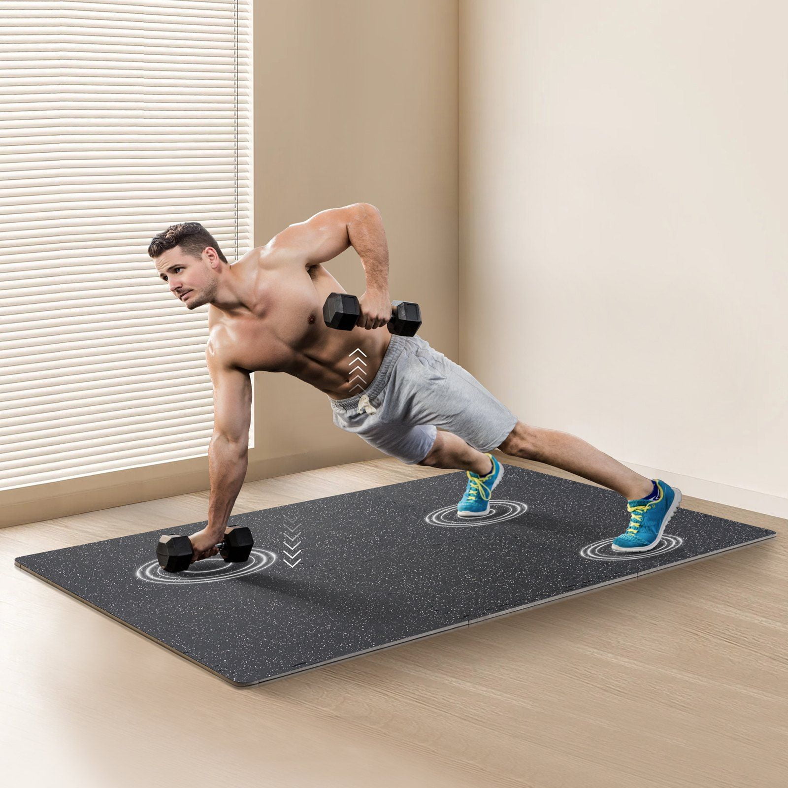12 PCS 0.56" Thick Gym Floor Mats,24"x24" Interlocking EVA Foam & Rubber Exercise Mats – 48 sq.ft Gym Flooring, Waterproof Puzzle Tiles for Home, Garage, Black & White