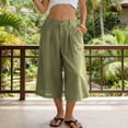 thumbnail image 2 of Women's Capri Palazzo Pants High Waist Wide Leg Summer Beach Pant Trendy Chino Capris Trouser with Pockets, L, 2 of 7