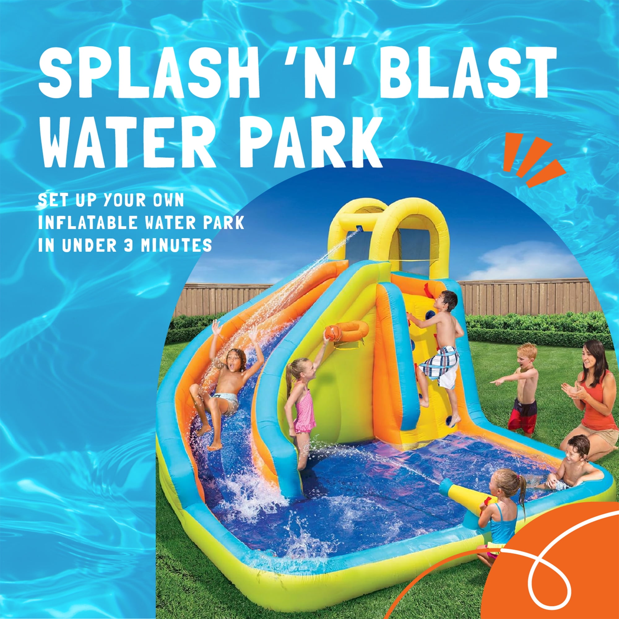 Banzai Splash N Blast Outdoor Inflatable Water Slide Splash Pool and Park