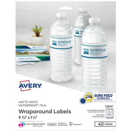 Avery Waterproof Labels, 1-1/4" x 9-3/4", Matte White, 40ct (22845)