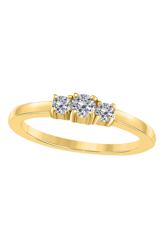 0.24 Ct. 3 Stone Diamond Engagement Wedding Ring For Women-10k Gold